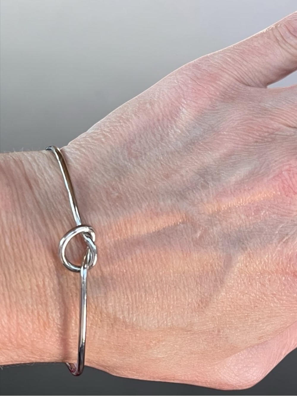 Vintage Silver Tone Love Knot Open Cuff Bracelet